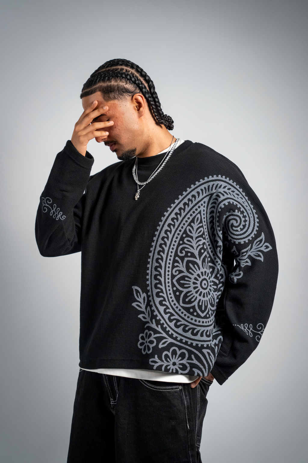 “rātri” waffle knit long sleeve