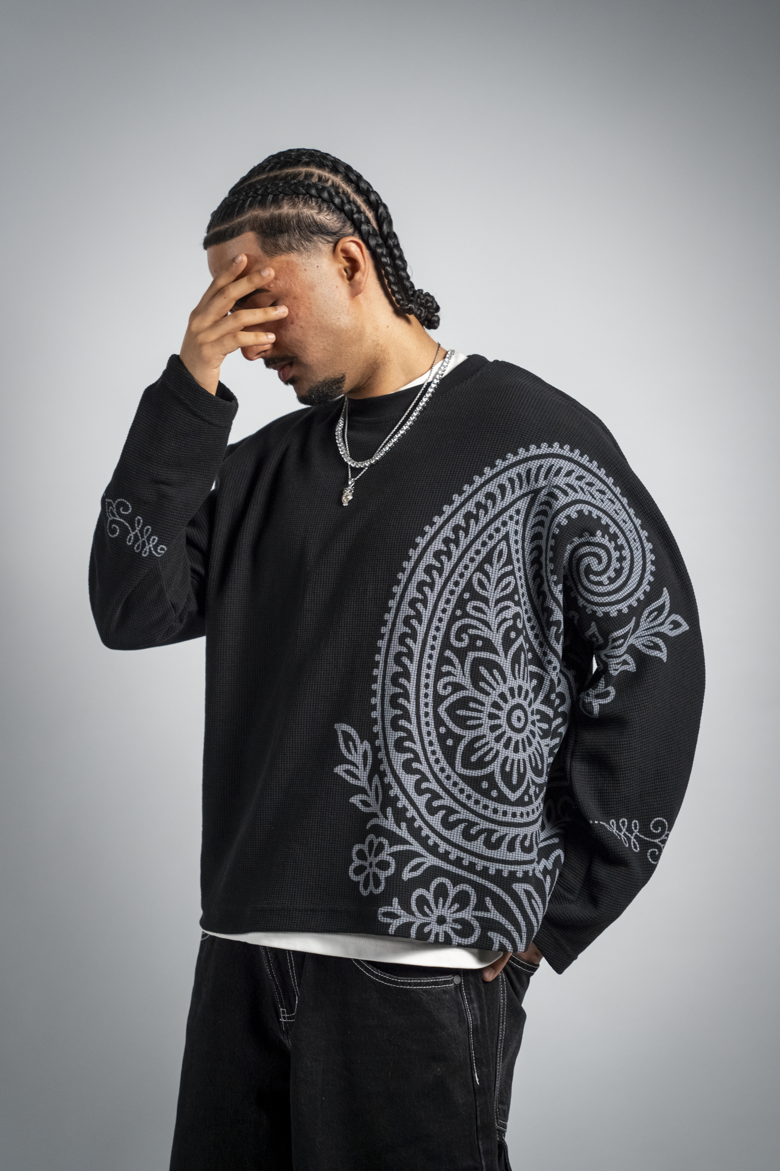 “rātri” waffle knit long sleeve
